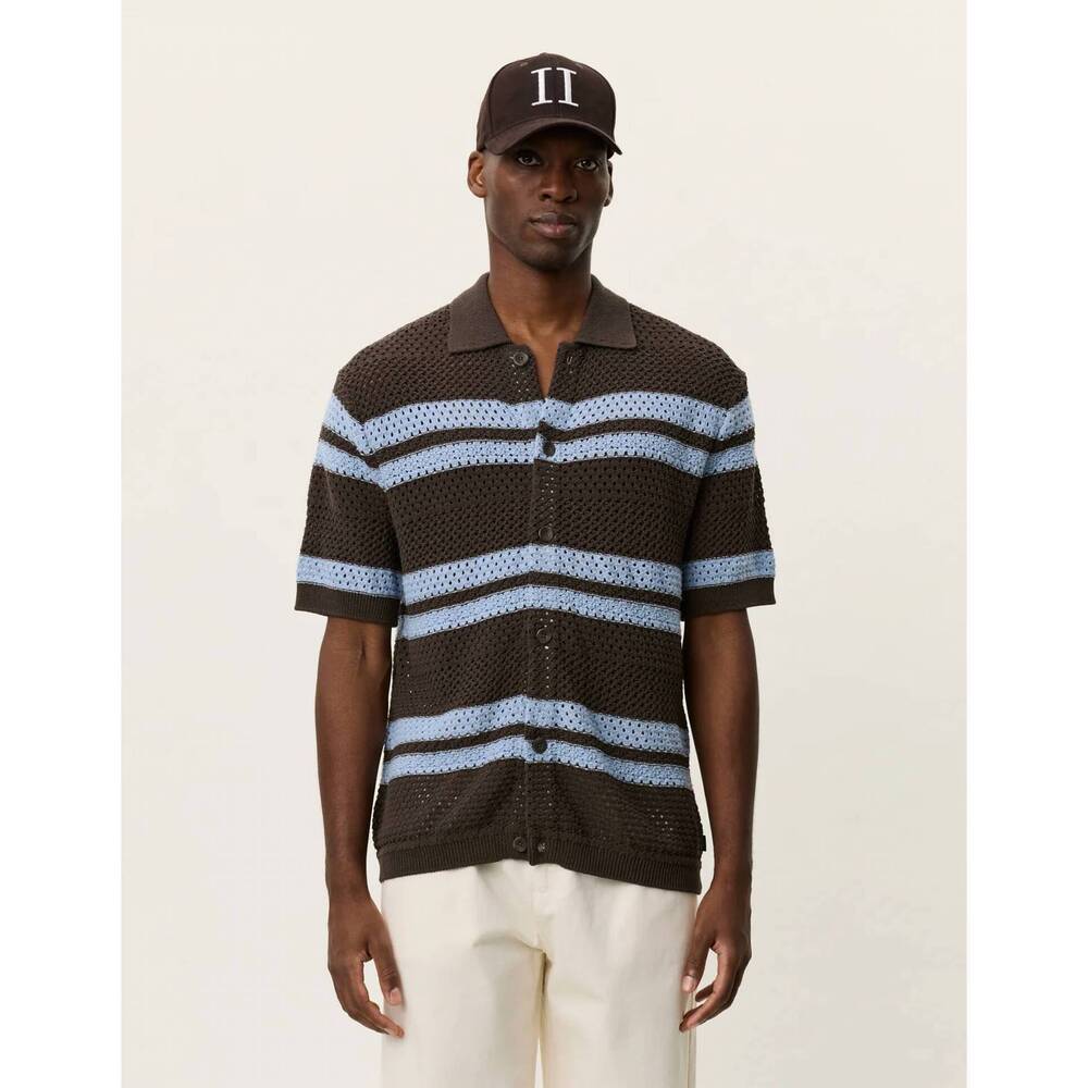 NEW LES DEUX gianni knitted shirt in turkish coffee brown
